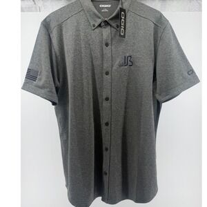 OGIO Gravitate Full Button Polo Men's JB Bostick‎ Company Logo Amrian Flag Large